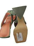 Oh Polly Womens Olive Green Square Toe Sculptural Block Heel Mules Sandals Size 3