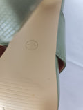 Oh Polly Womens Olive Green Square Toe Sculptural Block Heel Mules Sandals Size 3