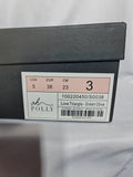 Oh Polly Womens Olive Green Square Toe Sculptural Block Heel Mules Sandals Size 3