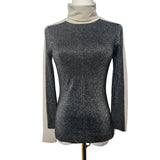 REISS Metallic Glitter Long Sleeve High Neck Jumper / Top Size S