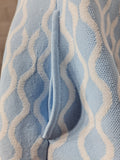 MISS ROSIER Baby Blue Knit Skater Dress Geometric Pattern Sleeveless NWT Size S
