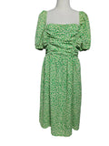 French Connection Cadie Verona Green Dress Smocked Puff Sleeve Midi BNWT Size 14