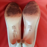 Lisa Kay Satin Silver Peep Toe Heels Shoes Size 5 / 38.