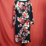 SOLO Black Red Flower Print Dress Size 16