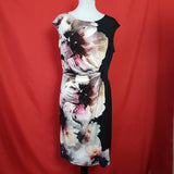 Wallis Black White Floral Print Dress Size 14.