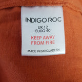 INDIGO ROC Brown Linen Blend Dress Size 12 / 40.