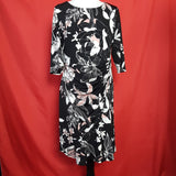 Wallis Black White Pink Floral Print Dress Size 16 / 44