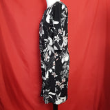 Wallis Black White Pink Floral Print Dress Size 16 / 44