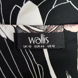 Wallis Black White Pink Floral Print Dress Size 16 / 44