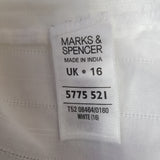 Marks & Spencer White Cotton Shirt Dress Size 16.