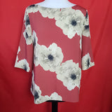 Phase Eight Red White Floral Print Top Size 14.