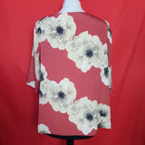 Phase Eight Red White Floral Print Top Size 14.