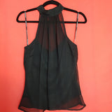 WAREHOUSE Black 100% Silk Top Size 10