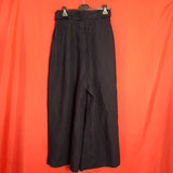 KAREN MILLEN Wide Leg Navy Linen Blend Crop Trousers Size UK 10 EU 38