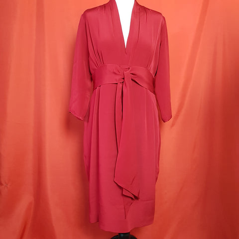 SUZANNAH Burgundy 100% Silk  Dress Size 16.