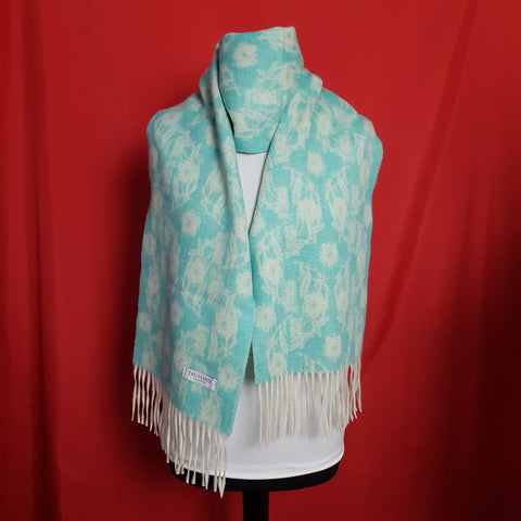 TRUSSARDI Collection Womens Light Blue White Wool Scarf.