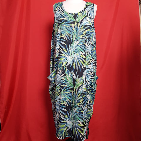 ROMAN Green Leaves Print Dress  Size 18