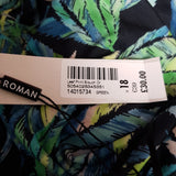 ROMAN Green Leaves Print Dress  Size 18