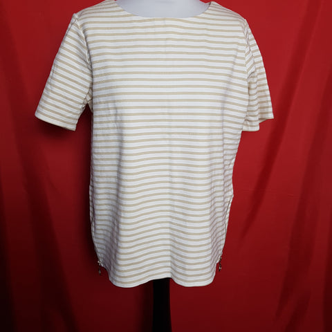 Autograph Ivory Brown Stripe Top Size 16