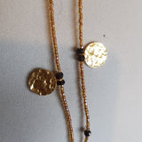 AZUNI Bead necklace, rondelles, yellow metal