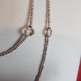 Bcharmd bead necklace in silver colour, with rivolis, without a clasp.