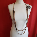 ANNIE COSTELLO BROWN Leather and metallic rings, Brown Necklace