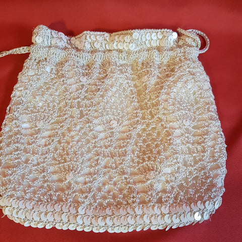 Viyella White Knitted Small Lined   Pouch