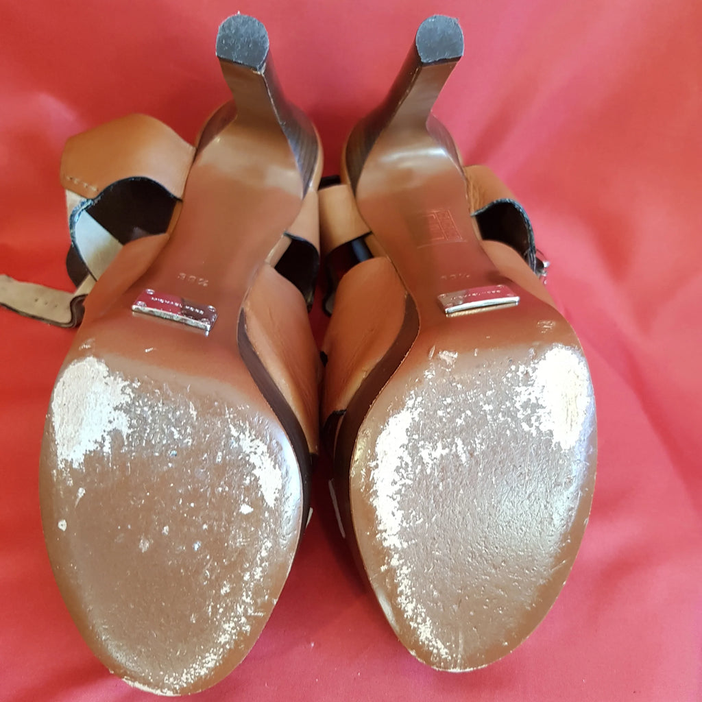 MICHAEL KORS Brown Leather High Heels Sandals Size