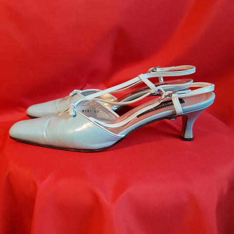 Jacques Vert Women's Light Blue Leather Heels Shoes Size 40