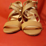 Christian Louboutin Women's Camel Stripe Heels Sandals 100 Size 7.5 UK 40.5 EU.