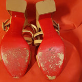 Christian Louboutin Women's Camel Stripe Heels Sandals 100 Size 7.5 UK 40.5 EU.