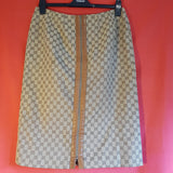 GUCCI Monogram Canvas Leather Piping Skirt Size 46 IT / XL.