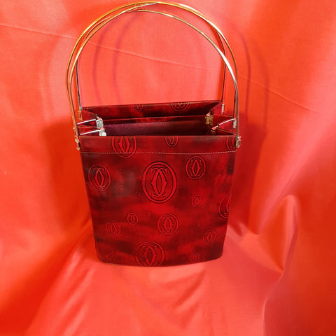 Cartier Paris Red Black Pattern Vintage Trinity Handbag