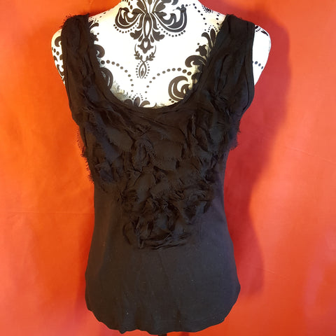 GIVENCHY Womens Black Frill Top Size M