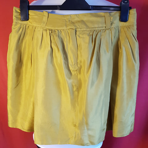 BY MALENE BIRGER Mustard 100% Silk Skirt Size 8UK 36 EU.