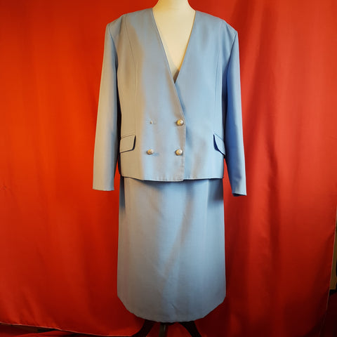 JACQUES VERT Blue Skirt Suit Size 16/18