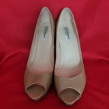 L.K.Bennet Beige Patent Leather Open Toe Heels Shoes Size UK7 EU40