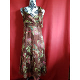 Karen Millen Women's Brown Floral Print 100%Silk Dress Size 12