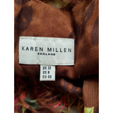 Karen Millen Women's Brown Floral Print 100%Silk Dress Size 12