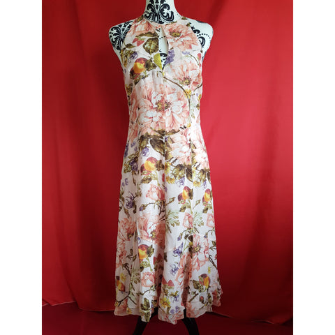 Karen Millen Women's Floral Print 100% Silk Dress Size 12