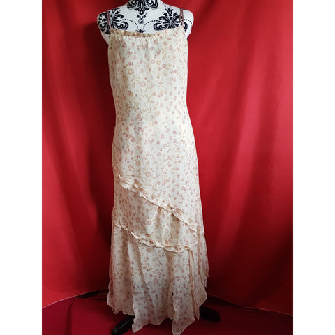 Ana Sousa Women's Floral Print Beige Long Dress Size 10