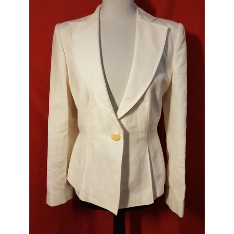 ARMANI COLLEZIONI Women's White Linen/Cotton Jacket 48 IT 16 UK