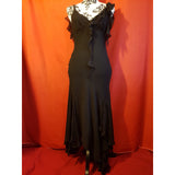 KAREN MILLEN Black Ruffled 100% Silk Dress Size 12