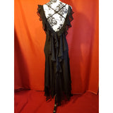 KAREN MILLEN Black Ruffled 100% Silk Dress Size 12