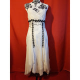 KAREN MILLER White Black Trim Long Dress Size 12