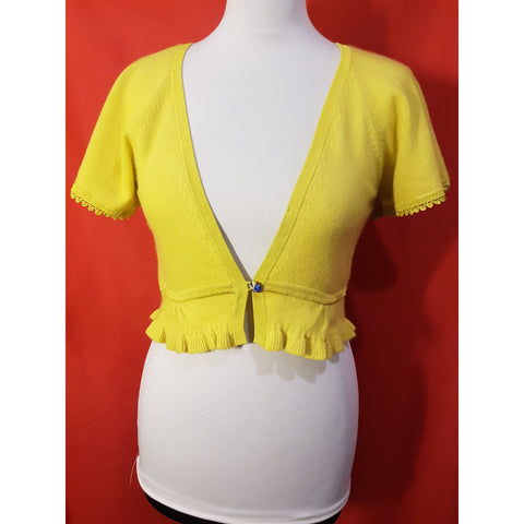 Karen Millen Women's Yellow 100% Cashmere Bolero Size 3 / 12 UK