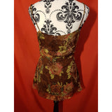 KAREN MILLEN Women's Brown Floral Print Top Size 12