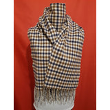 Aguascutum Men Check Brown Navy Wool Scarf