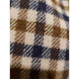 Aguascutum Men Check Brown Navy Wool Scarf