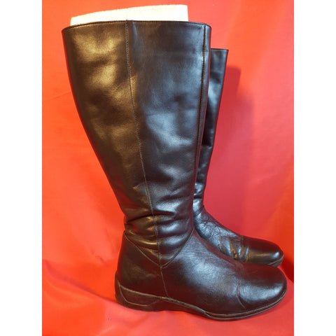 DUO Women's Black Leather Knee Length Boots Size 4 UK 37 EU